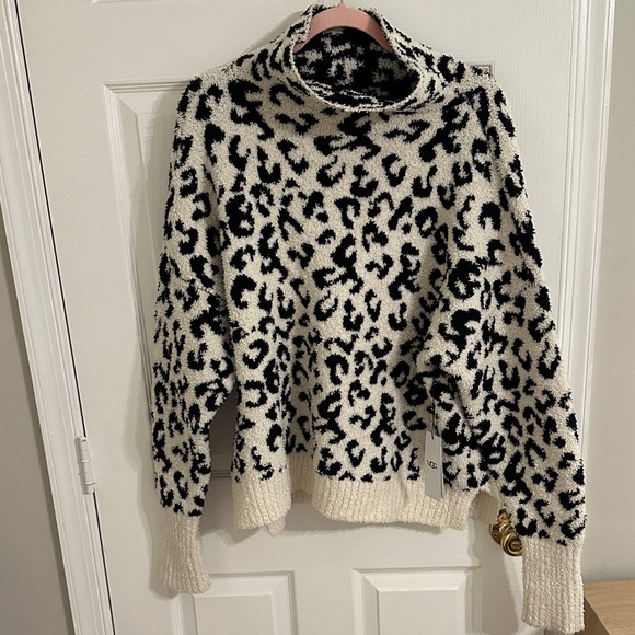 UGG Sweaters - UGG Cream and Black Animal Print Turtleneck Sweater
